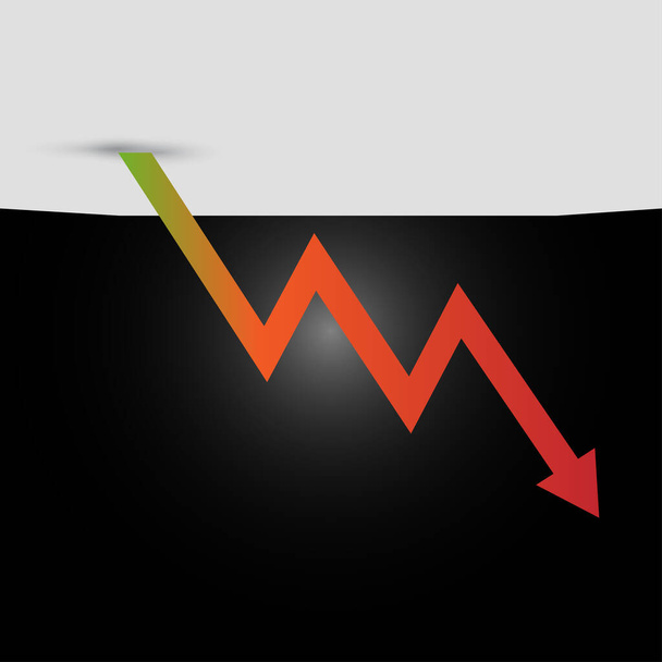 Financial crisis or Financial success concept. Red Arrow and bar symbol. Money illustration. - Vector, Image