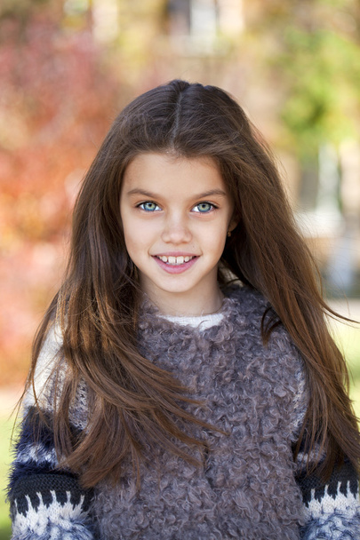 Beautifal little girl in the autumn park  - Fotó, kép