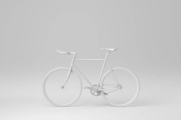 Bicicleta aislada sobre fondo blanco. concepto mínimo. monocromo. Renderizado 3D - Foto, imagen