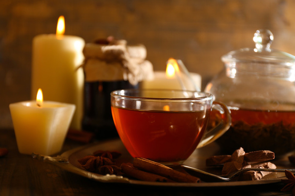 Composition with tea in cup - Φωτογραφία, εικόνα