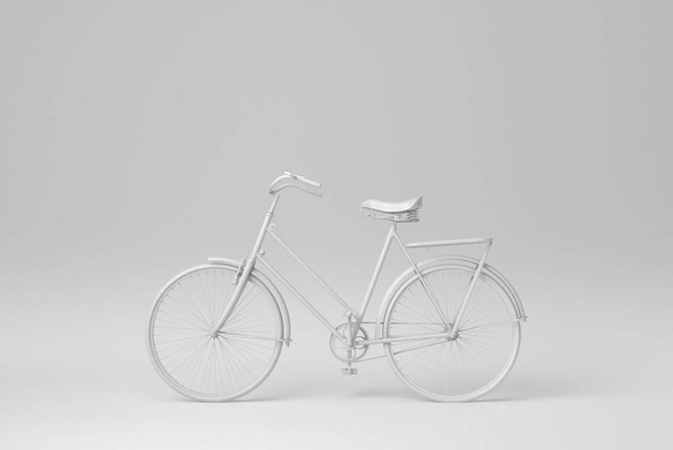 自転車は白地に隔離されている。最小限の概念。モノクロだ。3Dレンダリング - 写真・画像