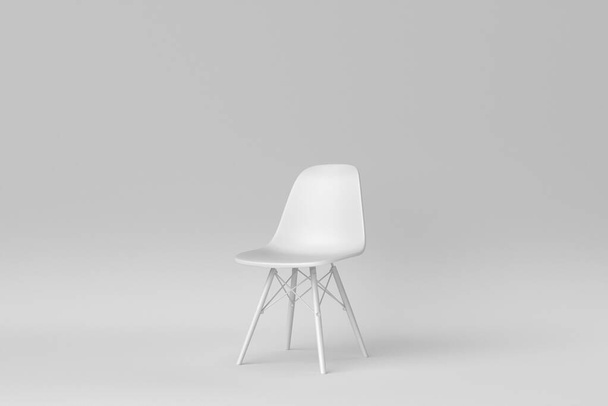 白い背景に白いモダンな椅子。最小限の概念。3Dレンダリング. - 写真・画像