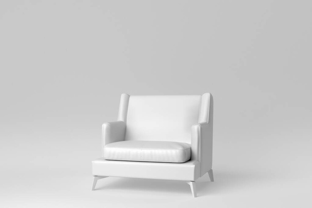 白い背景のソファ。最小限の概念。3Dレンダリング. - 写真・画像