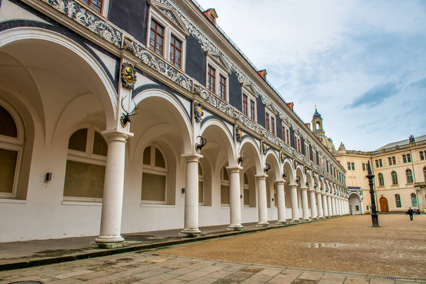 DRESDEN, GERMANY - JULY 14, 2016: Stallhof is a long 16th-century courtyard used for games and tournaments - Fotó, kép