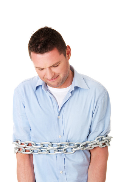 Businessman tied up with chain - Φωτογραφία, εικόνα