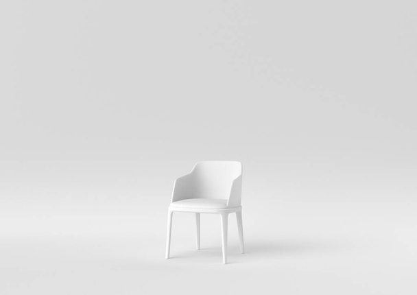 white modern chair on white background. minimal concept idea. monochrome. 3d render. - Φωτογραφία, εικόνα