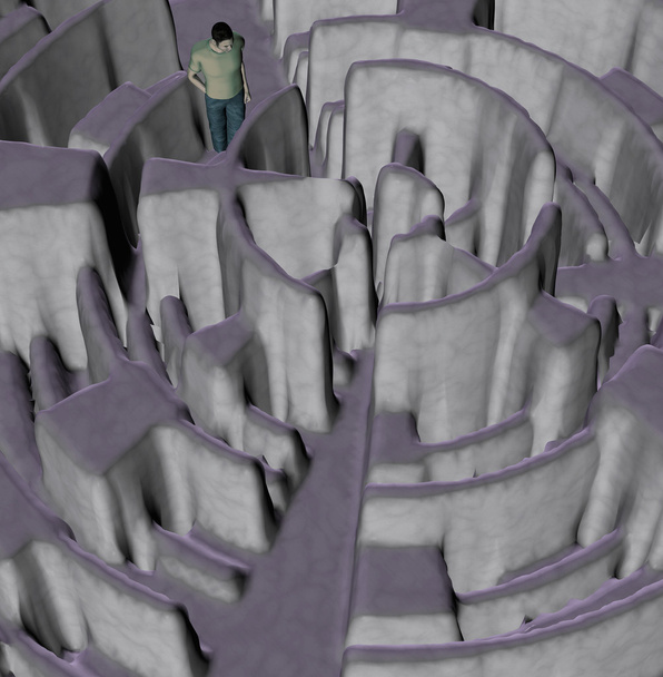 Homem perdido na ilustração do labirinto
 - Foto, Imagem
