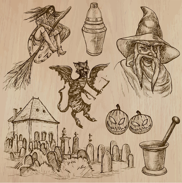 Halloween, Monsters, Magic - Vector collection - Vetor, Imagem