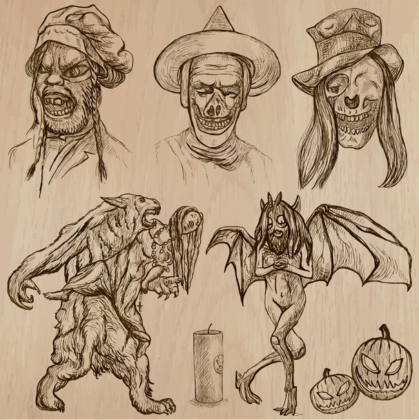 Halloween, Monster, magic - vektor kolekce - Vektor, obrázek
