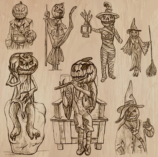 Halloween, Jack o Lantern - An hand drawn vector pack - Vector, imagen