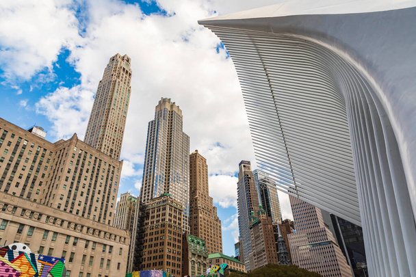Manhattan, New York City, New York, USA. November 3, 2021. Exterior view of the Oculus at One World Trade Center. - Foto, Imagem
