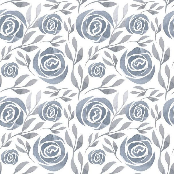 Abstract roses and leaves pattern beautiful pink and grey nice and gentle seamless - Photo, Image