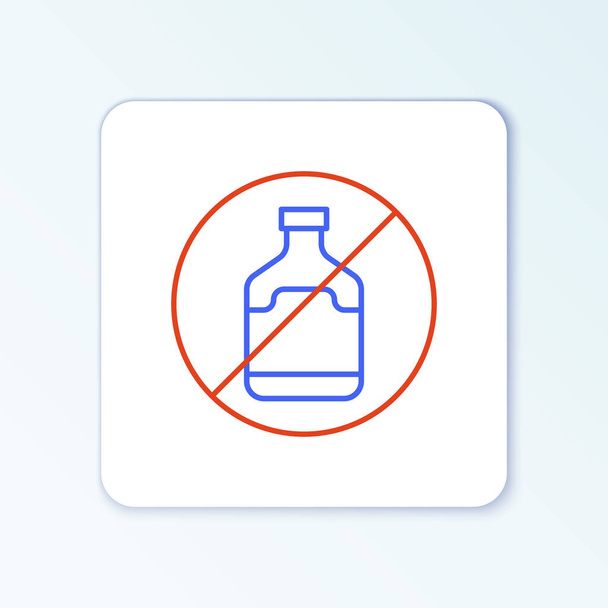 Linie Kein Alkoholsymbol isoliert auf weißem Hintergrund. Alkoholverbot. Verbotenes Symbol mit Bierflaschenglas. Buntes Rahmenkonzept. Vektor - Vektor, Bild