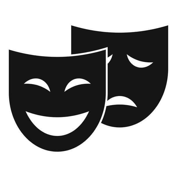 Theatre scenario mask icon simple vector. Film movie - Vektor, Bild
