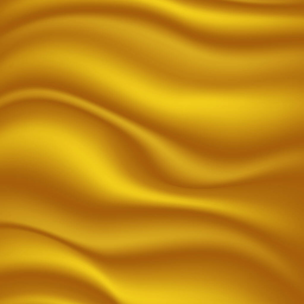 Gold satin and silk cloth fabric crease background and texture. Vector illustration - Vector, Image