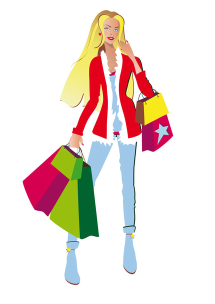shopping girl - Vecteur, image