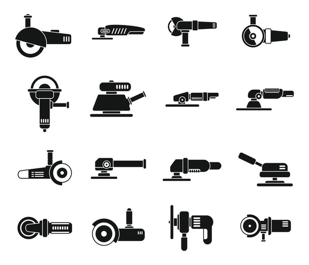 Grinding machine icons set simple vector. Build construct - Διάνυσμα, εικόνα