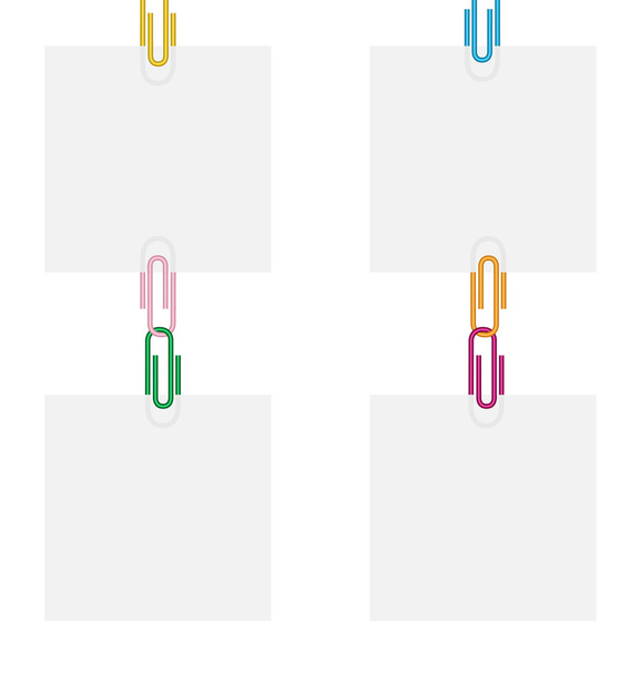 cztery arkusze kolorowe spinacze do papieru - Wektor, obraz