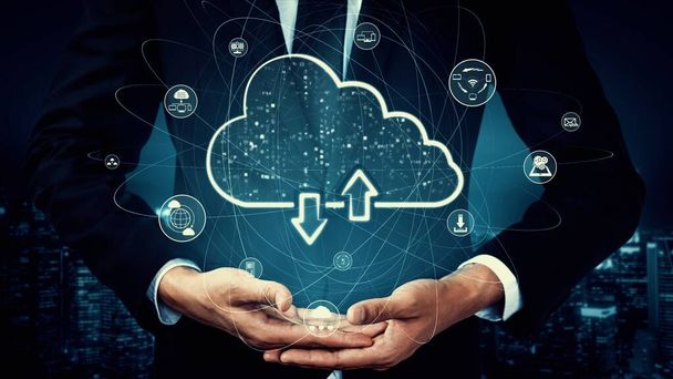 Cloud-Computing-Technologie und Online-Datenspeicherung für schlaues Business-Netzwerk-Konzept - Foto, Bild