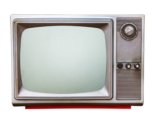 Старый телевизор с вырезанным экраном, старый телевизор на изолированном фоне. - Фото, изображение
