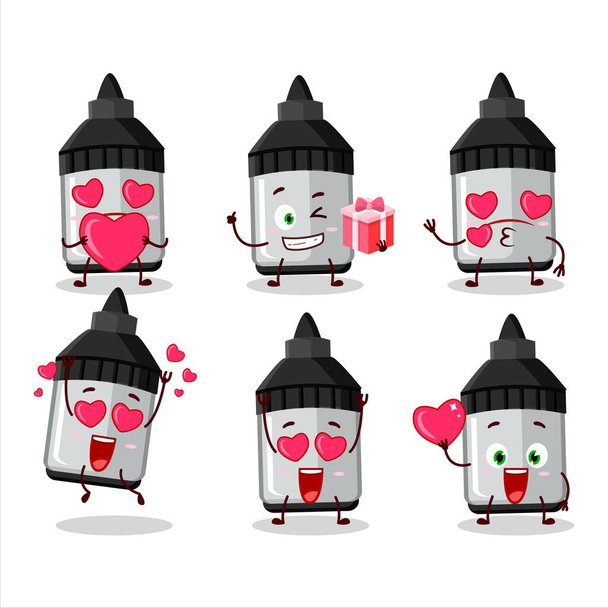 Whiteboard marker cartoon character with love cute emoticon. Vector illustration - Vettoriali, immagini