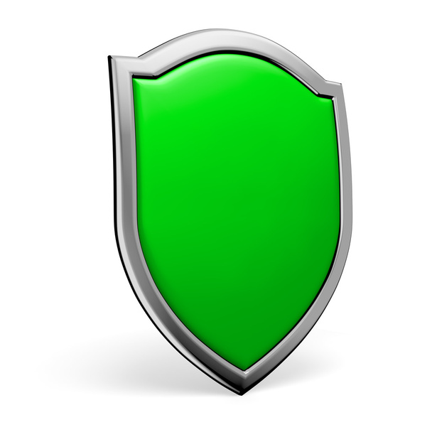 Green shield on white - 写真・画像