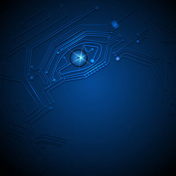 Circuit board- blue eye technology conceptual background - Vector, afbeelding
