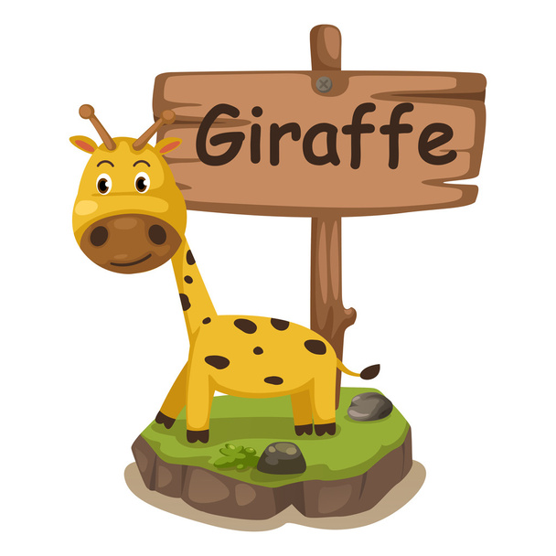 dierlijke alfabet brief g voor giraffe - Vector, afbeelding