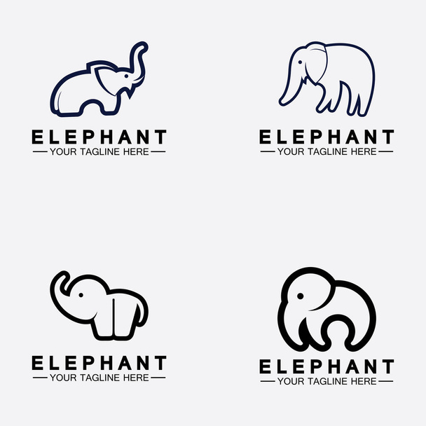 Set Elephant Logo Vector Illustrator Design Template - ベクター画像