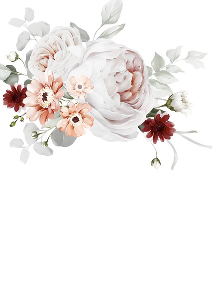 Karta ślubna w akwarelowym stylu z delikatnym bukietem kwiatów - Zdjęcie, obraz