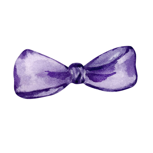 Watercolor illustration Valentine's day, purple bow - Photo, Image