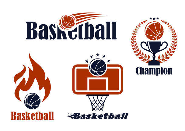 バスケット ボールのスポーツのチームの紋章そして記号 - ベクター画像