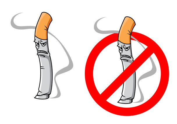 Personaje de cigarrillo infeliz de dibujos animados
  - Vector, Imagen