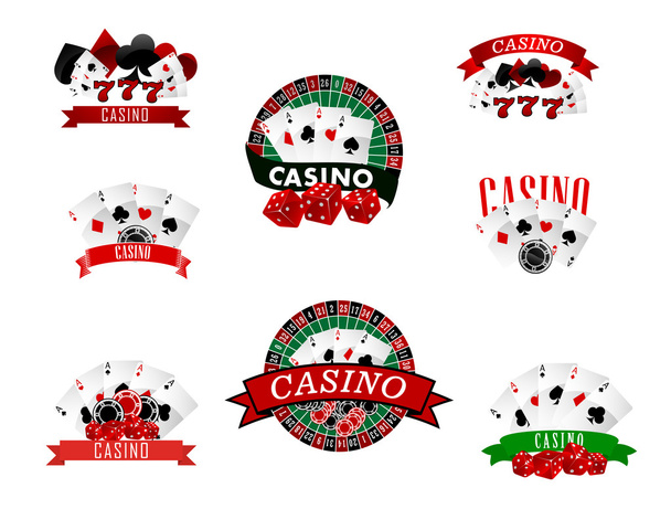 Casino en gokken badges, pictogrammen en emblemen - Vector, afbeelding
