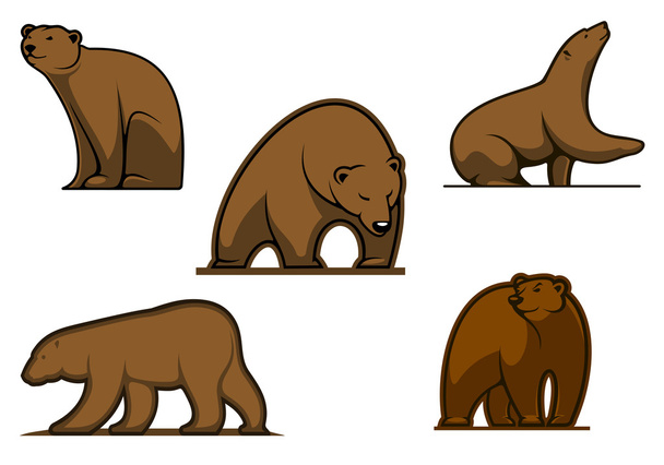 Caractères d'ours de couleur marron
  - Vecteur, image