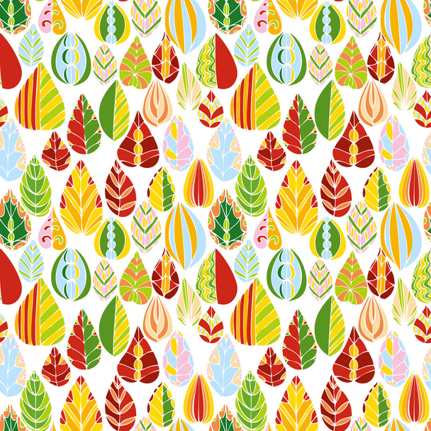 vector seamless pattern with doodle leaves - ベクター画像