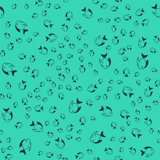 Black Fish icon isolated seamless pattern on green background. Vector - Vector, Image