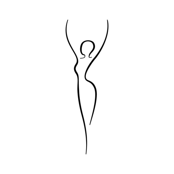 Schoonheid vrouw lijn lichaam silhouet. Model vrouwelijke lijn figuur. Abstracte tekening van meisjesteken voor wellnesscentrum, sport, dans, schoonheidssalon en spa. Vectorillustratie - Vector, afbeelding
