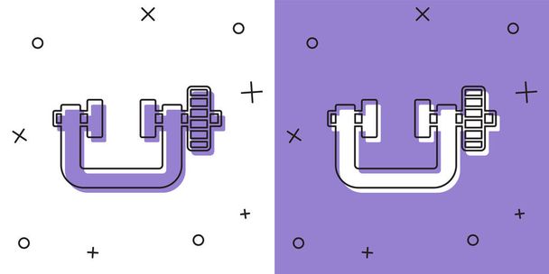 Réglez l'icône de serrage et de vis isolée sur fond blanc et violet. Outil de serrurerie. Vecteur - Vecteur, image