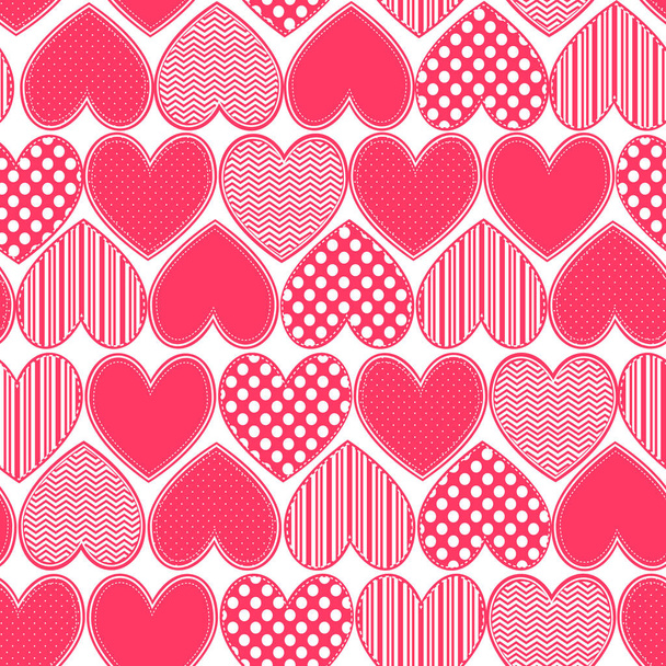 Silhouette of hearts, vintage vector seamless pattern, love, romantic, Valentines day theme, template for textile, wallpaper, wrapping paper. - Vector, imagen