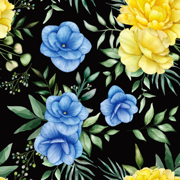 Gyönyörű virág akvarell zökkenőmentes minta - Vektor, kép