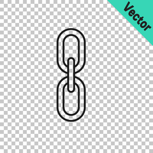 Černá čára Řetězec ikona izolované na průhledném pozadí. Linka jedna. Symbol řetězce hypertextových odkazů. Vektor - Vektor, obrázek