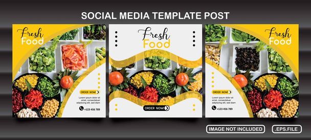  yemek sosyal medya şablonu postası - Vektör, Görsel