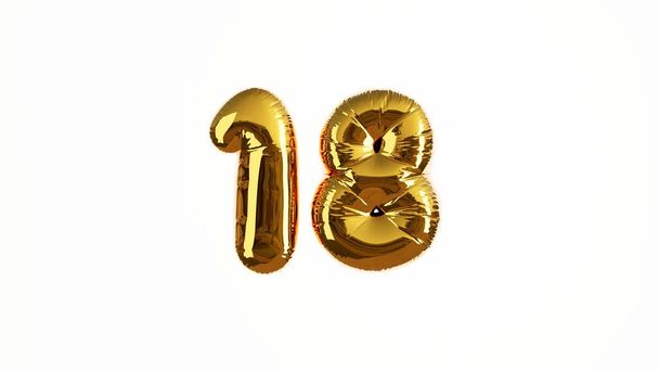 3D rendered illustration of golden colored foil ballon - Фото, зображення