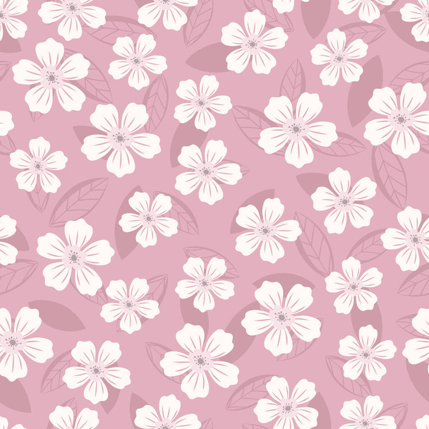 Vector seamless background with simple flowers  - Vector, Imagen