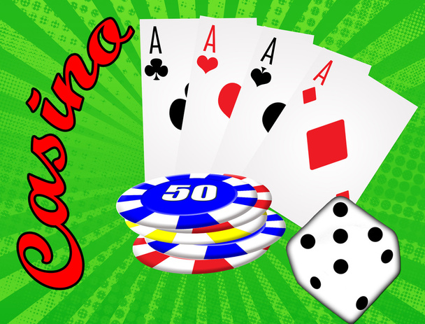 Διάφορα στοιχεία τυχερών παιχνιδιών και καζίνο, διανυσματική απεικόνιση - Διάνυσμα, εικόνα