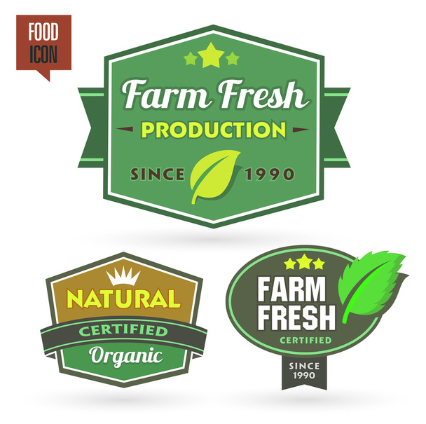 Étiquette, insigne ou sceau d'aliments frais et biologiques de ferme
 - Vecteur, image