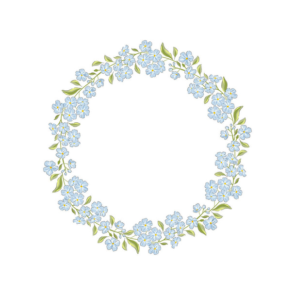 Forget-me-not hand drawn flower wreath vector illustration - Vetor, Imagem