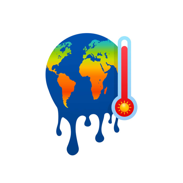 Globális felmelegedés, egy olvadó föld grafikai illusztrációja. - Vektor, kép
