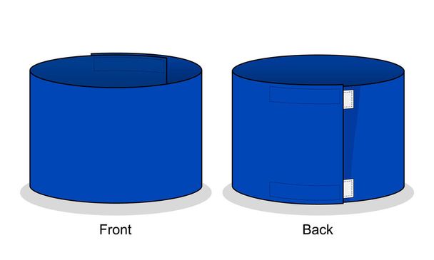 Blank Blue Armband Captain Template su sfondo bianco.Vista anteriore e posteriore, file vettoriale.Per lo sport calcistico - Vettoriali, immagini